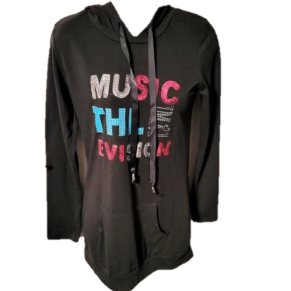 Vintage Black Music EHL Evision Women's Hoodie + Sequins & Jewels  L/XL NWOT